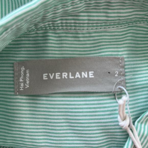 Everlane Womens Shirt Small Green Long Sleeve Button Down Oversized Preppy New - Picture 2 of 7